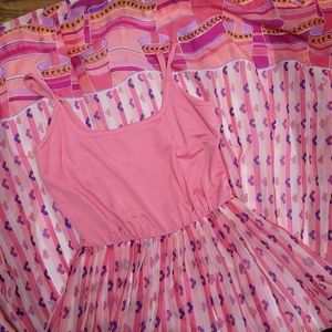 Vintage 60s pink floral maxi dress